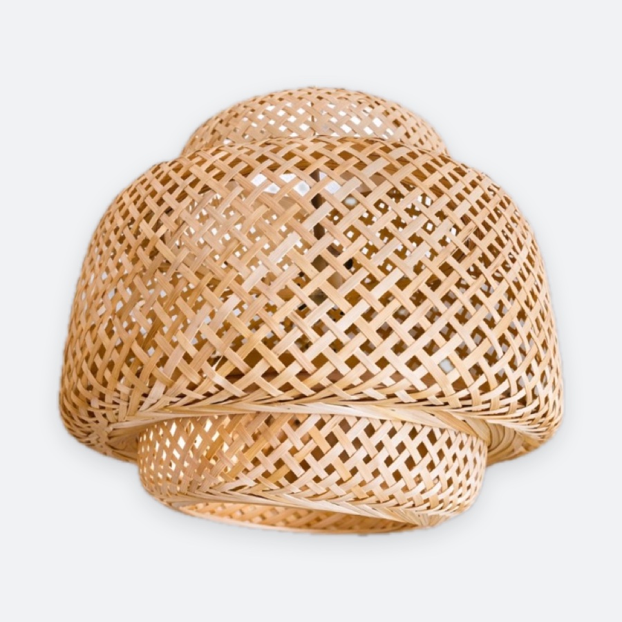 Pendente Bali em madeira e fibra de bambu